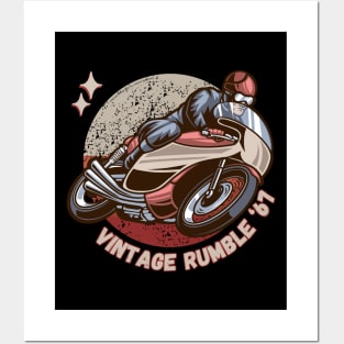 Vintage Rumble '67 Cafe Racer Retro Motorcycle Posters and Art